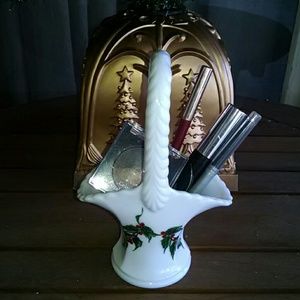 Vintage Westmoreland Holiday Milk Glass Basket